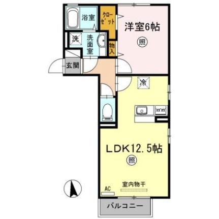 クローバーＭ　Ａ棟 ｜岡山県倉敷市中島(賃貸アパート1LDK・2階・43.74㎡)の写真 その2