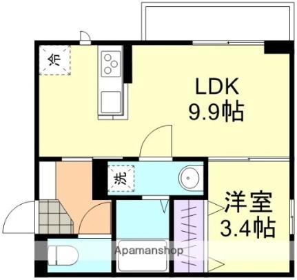 フォルティス四十瀬 ｜岡山県倉敷市四十瀬(賃貸アパート1LDK・3階・32.80㎡)の写真 その2