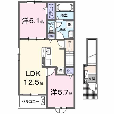 クレメント 201｜岡山県総社市地頭片山(賃貸アパート2LDK・2階・56.44㎡)の写真 その2