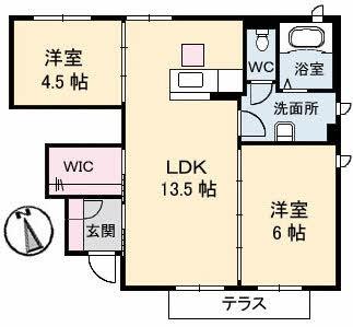 メゾンドローズ　Ａ棟 102｜広島県福山市新涯町４丁目(賃貸アパート2LDK・1階・58.50㎡)の写真 その2