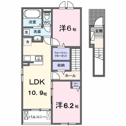 ラピスラズリ　II 204｜広島県福山市神辺町大字新湯野(賃貸アパート2LDK・2階・58.57㎡)の写真 その2