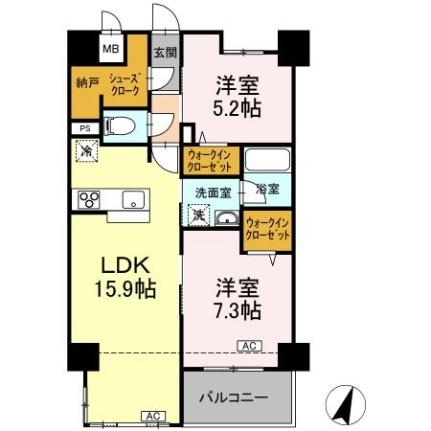 セレーノ福山駅前 0803｜広島県福山市西町１丁目(賃貸マンション2LDK・8階・63.81㎡)の写真 その2