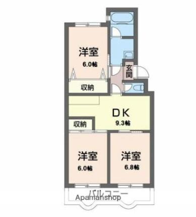 第2キクスイビル 403｜広島県広島市西区井口台１丁目(賃貸マンション3DK・4階・61.51㎡)の写真 その2