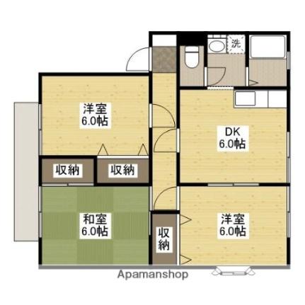 サンライフ南蔵王　Ａ 102｜広島県福山市南蔵王町６丁目(賃貸アパート3DK・1階・60.35㎡)の写真 その2