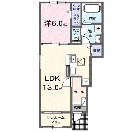 グリーン　オレンジ　Ａ 101｜広島県福山市新涯町４丁目(賃貸アパート1LDK・1階・50.01㎡)の写真 その2