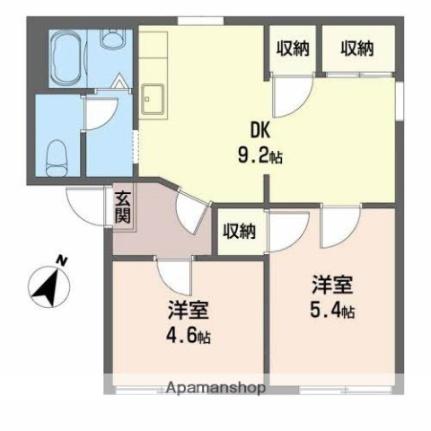 グランドール多治米　Ｂ棟 102｜広島県福山市多治米町２丁目(賃貸アパート2DK・1階・43.71㎡)の写真 その2