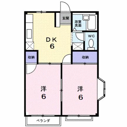 Ｅカントリーハイツ 201｜広島県福山市西新涯町１丁目(賃貸アパート2DK・2階・39.74㎡)の写真 その2