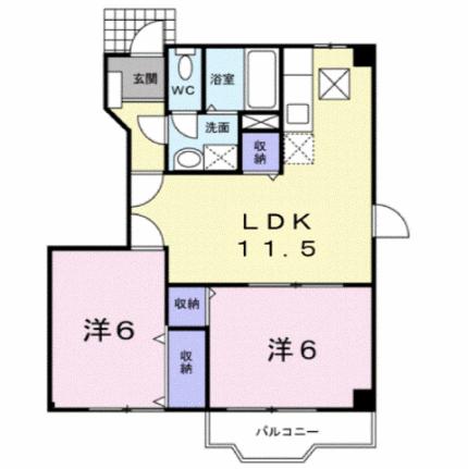 エスポワール　Ｂ 101｜広島県福山市東川口町４丁目(賃貸アパート2LDK・1階・51.79㎡)の写真 その2