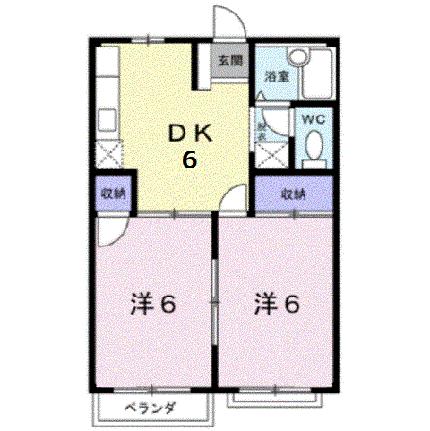 エルディム伊田 202｜広島県福山市東川口町４丁目(賃貸アパート2DK・2階・39.74㎡)の写真 その2