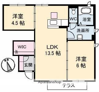 メゾンドローズ　Ａ棟 102｜広島県福山市新涯町４丁目(賃貸アパート2LDK・1階・58.50㎡)の写真 その2