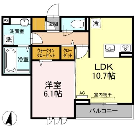 クシェル 202｜広島県福山市引野町２丁目(賃貸アパート1LDK・2階・44.18㎡)の写真 その2