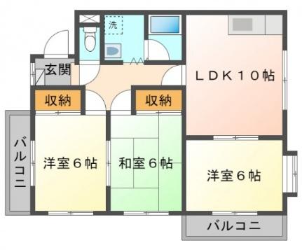 メゾン沖栄 202号室｜広島県広島市東区戸坂数甲１丁目(賃貸マンション3LDK・2階・62.00㎡)の写真 その2