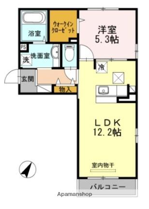 セントラルタウンコートＢ 101｜広島県東広島市西条中央７丁目(賃貸アパート1LDK・1階・44.17㎡)の写真 その2