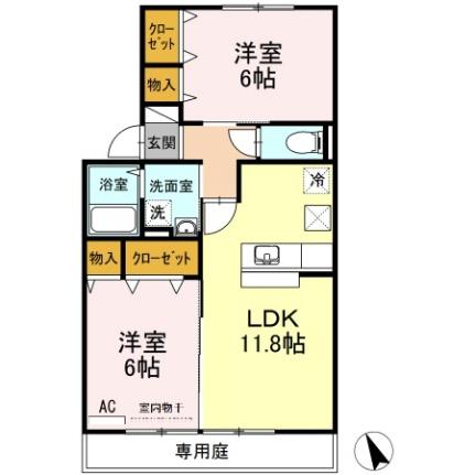 プリマベーラIII 103｜広島県広島市安佐南区川内４丁目(賃貸アパート2LDK・1階・54.66㎡)の写真 その2