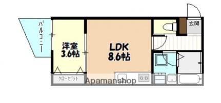 リノリノＦＫ川内3丁目 301｜広島県広島市安佐南区川内３丁目(賃貸アパート1LDK・3階・31.94㎡)の写真 その2