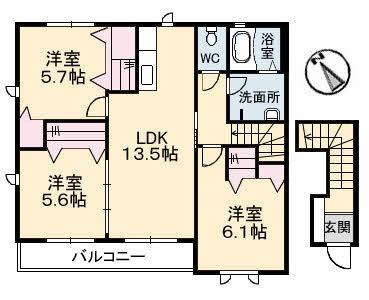 ガーデンヴィラＳＡＫＵＲＡ　Ｂ棟 0201｜広島県広島市安佐南区川内３丁目(賃貸アパート3LDK・2階・72.72㎡)の写真 その2