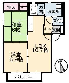 Ｙ’ｓ　ＥＢＡ　Ｂ棟 0201｜広島県広島市中区江波本町(賃貸アパート2LDK・2階・50.04㎡)の写真 その2