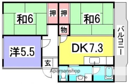 山根マンション 401｜広島県広島市佐伯区皆賀４丁目(賃貸マンション2LDK・4階・58.89㎡)の写真 その2