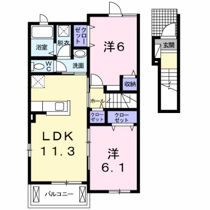 プリザーブ　II 202｜広島県広島市佐伯区五日市町大字下河内(賃貸アパート2LDK・2階・57.07㎡)の写真 その2