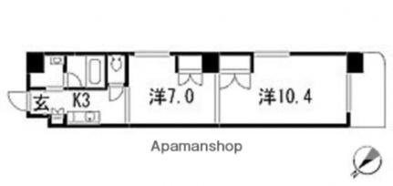 広島県広島市中区上幟町(賃貸マンション2K・4階・43.65㎡)の写真 その2