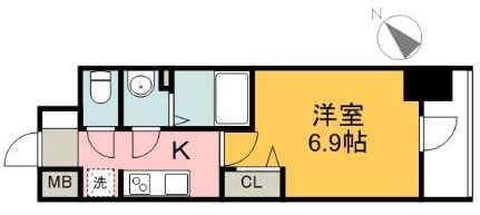 プレサンス広島中央 1304｜広島県広島市中区国泰寺町１丁目(賃貸マンション1K・13階・24.81㎡)の写真 その2