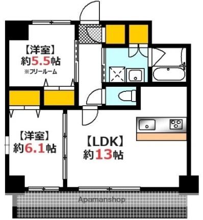 プレサンスロジェ広島駅南 1301｜広島県広島市南区的場町１丁目(賃貸マンション1SLDK・13階・51.58㎡)の写真 その2