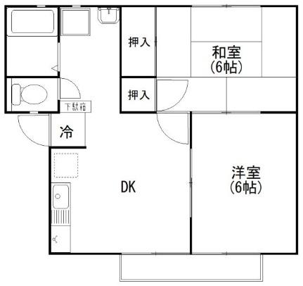 コスモスハイツ 102号室｜広島県安芸郡府中町大通２丁目(賃貸アパート2DK・1階・42.10㎡)の写真 その2