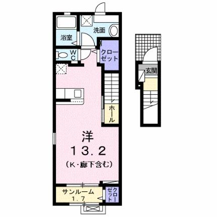 Ｃａｓａ　ｄｅ　Ｓｏｌ　岩国 205｜山口県岩国市岩国３丁目(賃貸アパート1R・2階・40.74㎡)の写真 その2