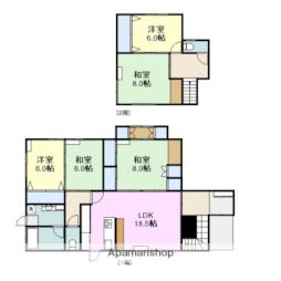 JR山陽本線 和木駅 徒歩8分の賃貸一戸建て 1階6LDKの間取り