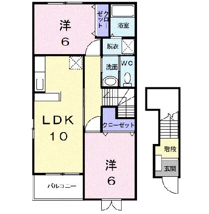 リバティハウス黒川II 201｜山口県山口市黒川(賃貸アパート2LDK・2階・57.02㎡)の写真 その2