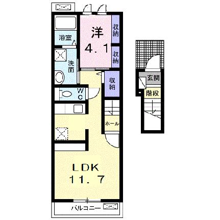 プラシード　Ｋ 202 ｜ 山口県山口市平井（賃貸アパート1LDK・2階・40.09㎡） その2