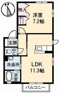 エクセレント　Ｈ棟 ｜山口県山口市大内千坊３丁目(賃貸アパート1LDK・1階・44.22㎡)の写真 その2