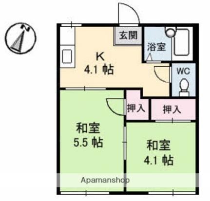 テクノハイツ91  ｜ 山口県山口市小郡新町４丁目（賃貸アパート2K・2階・30.48㎡） その2