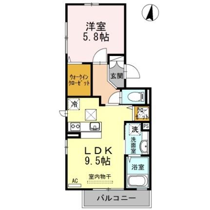 ウィルコート小郡給領町　Ｃ・Ｄ　Ｃ棟 ｜山口県山口市小郡給領町(賃貸アパート1LDK・1階・40.04㎡)の写真 その2