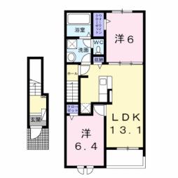 グレイスフル　ファミリアI 2階2LDKの間取り