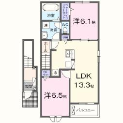 ハレレアIIＢ 2階2LDKの間取り