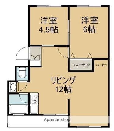 湯川ハイツ 403｜徳島県徳島市南庄町３丁目(賃貸マンション2LDK・4階・51.20㎡)の写真 その2