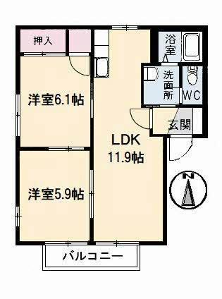 プリマベーラフォーレス　Ａ棟 202｜徳島県板野郡松茂町広島字北ノ川(賃貸アパート2LDK・2階・50.78㎡)の写真 その2