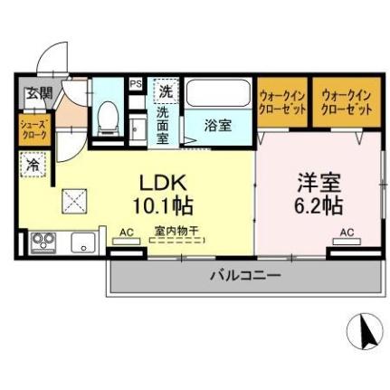 モンプリミエ　ルラシオン　III 102 ｜ 徳島県徳島市富田橋８丁目（賃貸アパート1LDK・1階・41.86㎡） その2