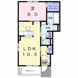 クレシェンド　ラブ　III 1階1LDKの間取り