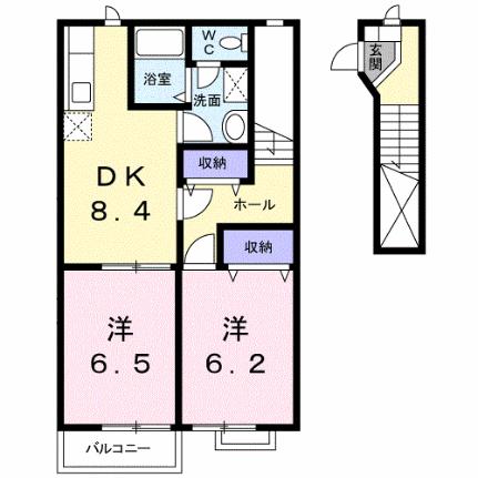 プロスペリティ　Ｄ 203｜香川県高松市国分寺町新居(賃貸アパート2DK・2階・54.66㎡)の写真 その2