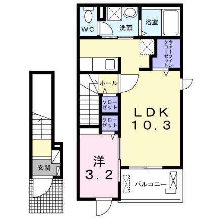 エスポワールＣ 205 ｜ 香川県高松市六条町（賃貸アパート1LDK・2階・37.63㎡） その2