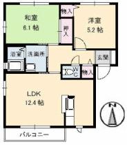 グランカーサ　Ｃ棟 201 ｜ 香川県高松市元山町（賃貸アパート2LDK・2階・54.81㎡） その2