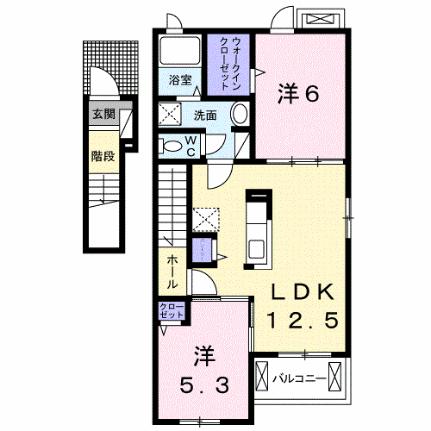 グレーシア上林II 201｜香川県高松市上林町(賃貸アパート2LDK・2階・57.32㎡)の写真 その2