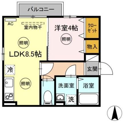 シャレーム田園 205 ｜ 香川県高松市屋島西町（賃貸アパート1LDK・2階・32.77㎡） その2