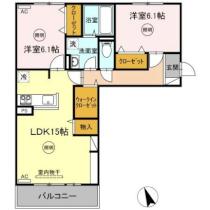 Ｄーｒｏｏｍ　かふう 203 ｜ 香川県高松市木太町（賃貸アパート2LDK・2階・67.09㎡） その2