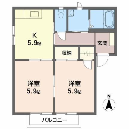 フォーレスフィッシュ　Ａ棟 202｜香川県高松市伏石町(賃貸アパート2K・2階・43.75㎡)の写真 その2