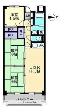 香川県高松市円座町(賃貸マンション3LDK・2階・62.01㎡)の写真 その2