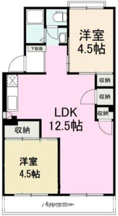 香川県高松市花ノ宮町２丁目(賃貸マンション2LDK・2階・46.28㎡)の写真 その2