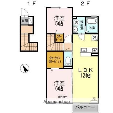 香川県高松市田村町(賃貸アパート2LDK・2階・57.52㎡)の写真 その2